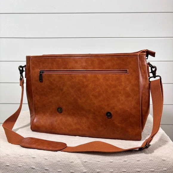 Leather Messenger Bag Vintage 15.6 Inch Laptop Briefcase Satchel Shoulder Bag - Picture 7 of 16